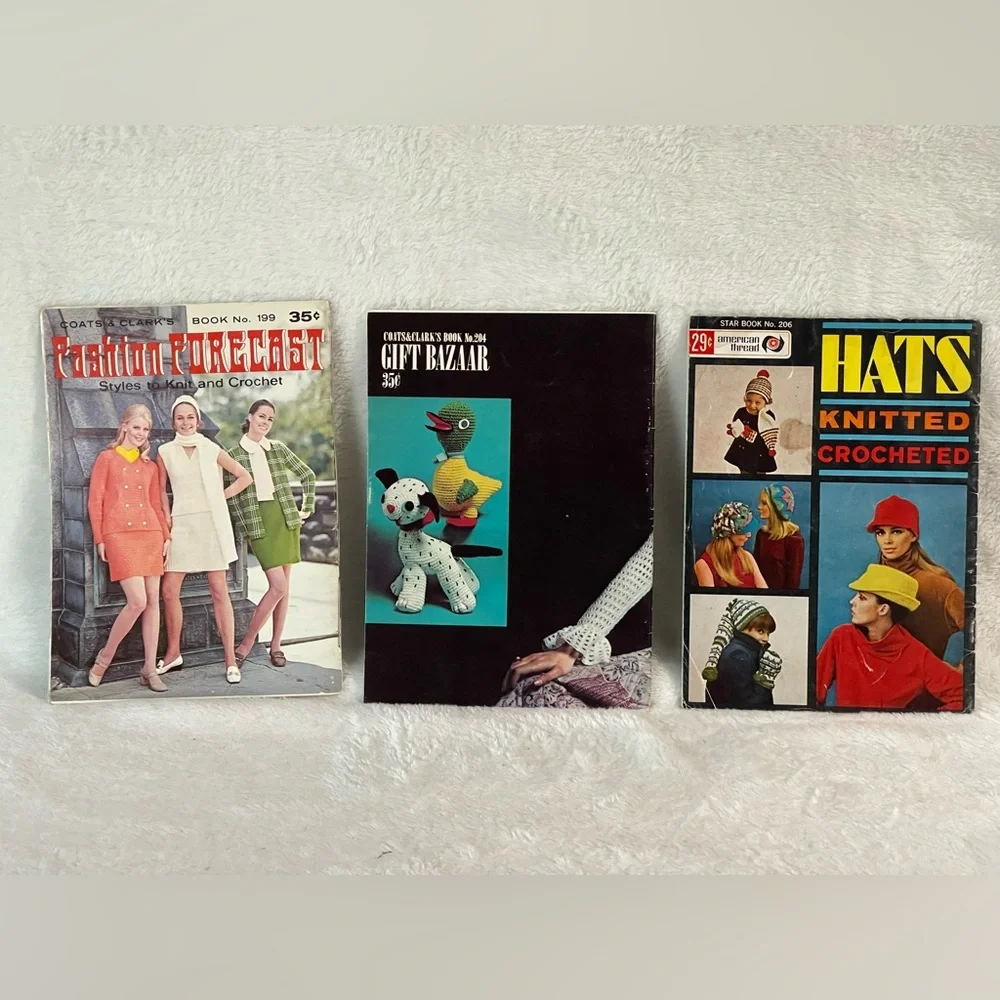 Three vintage magazines patterns for knitting and crochet